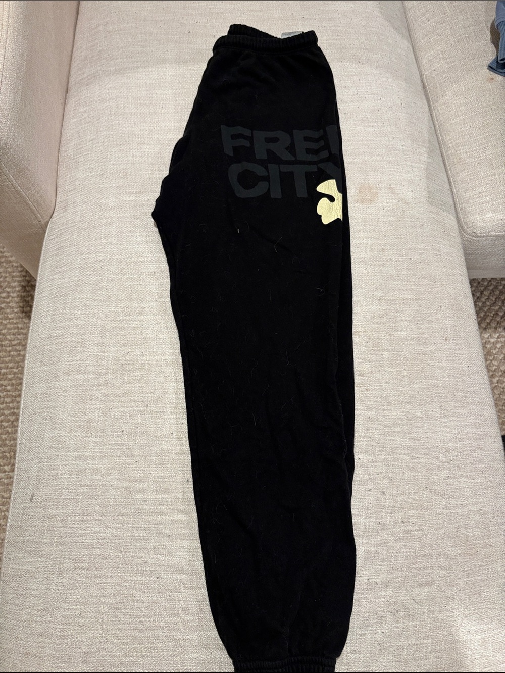 freecity Black Track Pants with Yellow Accent